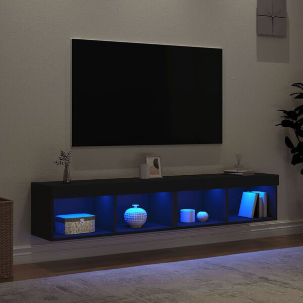 vidaXL TV ormarići s LED svjetlima 2 kom crni 80x30x30 cm