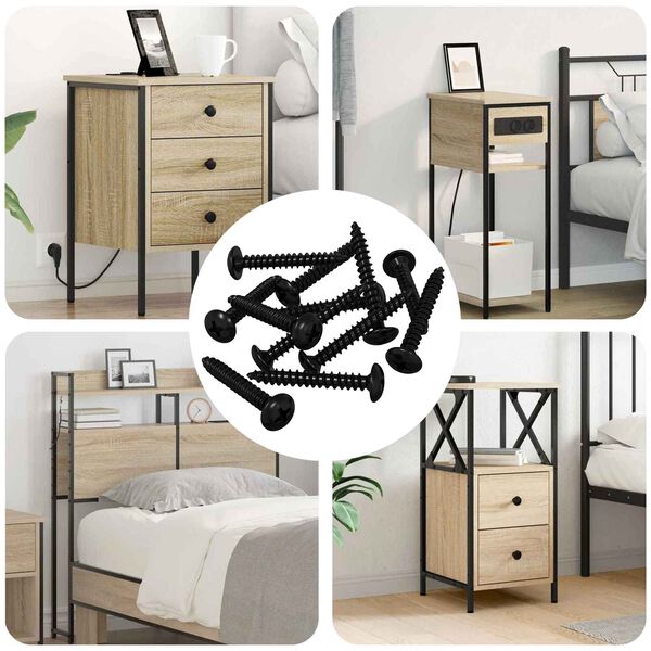 vidaXL Čavao s Navojem 12 pcs Crna M4 x 28 mm Čelik