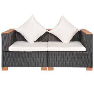 vidaXL Vrtna sofa od poliratana crna
