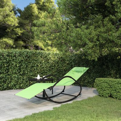 vidaXL Ljuljajuća ležaljka za sunčanje od čelika i tekstilena zelena