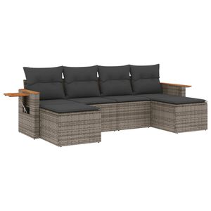 vidaXL 6-dijelni set vrtnih sofa od poliratana s jastucima sivi