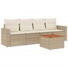 vidaXL 5-dijelni vrtni set sofa s jastucima bež od poliratana