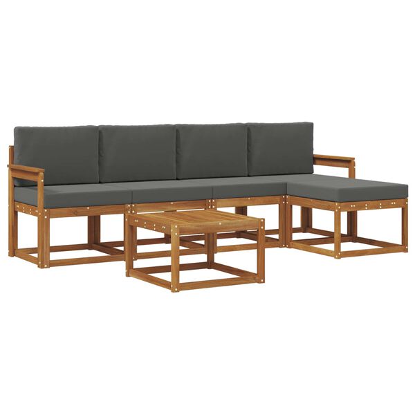 vidaXL Set vanjskih sofa 6 pcs Prirodna i antracit Čvrsto drvo akacije