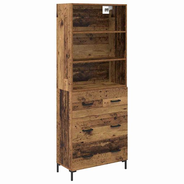 vidaXL Highboard Staro drvo 69,5 x 34 x 180 cm Konstruirano drvo
