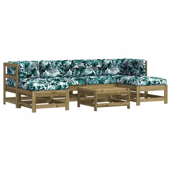 vidaXL 7-dijelna vrtna garnitura od impregnirane borovine s jastucima