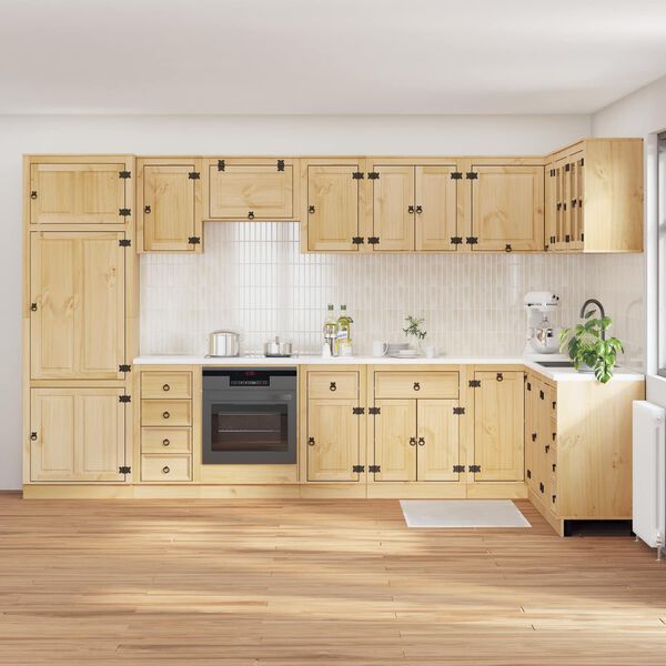 vidaXL Cabinet s ladicama SKI 14 pcs Medeno Smeđa Čvrsto borovo drvo