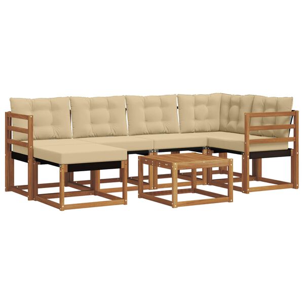 vidaXL Set vanjskih sofa s jastukom 7 pcs Prirodna i bež