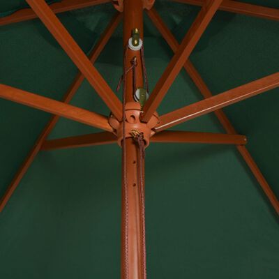 vidaXL Suncobran 200 x 300 cm s drvenom šipkom zeleni