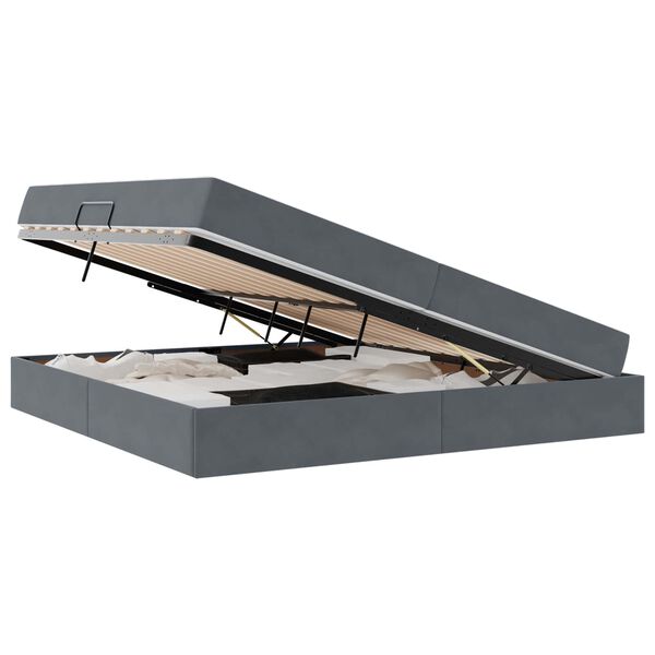 vidaXL Krevet s madracem i skladi&scaron;tem Tamno siva 200 x 200 cm Bar&scaron;un