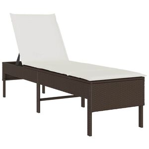 vidaXL Ležaljka za sunčanje s jastukom smeđa 55x200x44 cm poli ratan