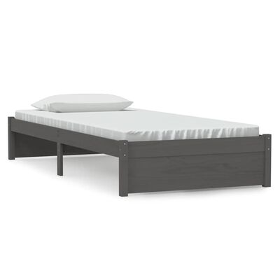 vidaXL Okvir za krevet od masivnog drva sivi 90 x 190 cm mali