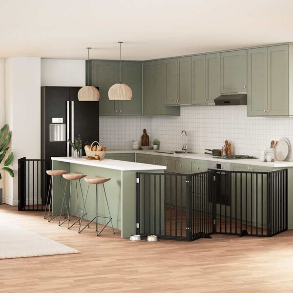 vidaXL Vrata za pse s vrata&scaron;cima 8 panela sklopiva 640 cm drvo topole