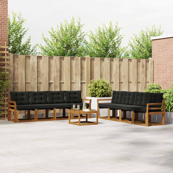 vidaXL Set vanjskih sofa s jastukom 9 pcs Prirodna i crna
