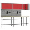 vidaXL Set radnih ormarića s policom s pohranom 10 kom. Crvena i siva