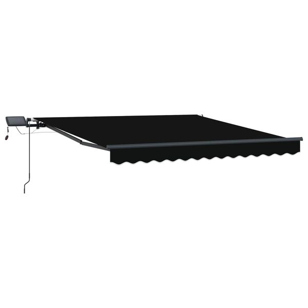 vidaXL Skrovita tenda S LED lampica Crna 350 x 250 cm tkanina