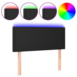 vidaXL LED uzglavlje crno 90 x 5 x 78/88 cm od umjetne kože