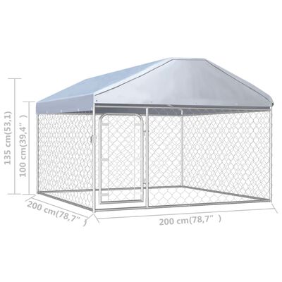 vidaXL Vanjski kavez za pse s krovom 200 x 200 x 135 cm