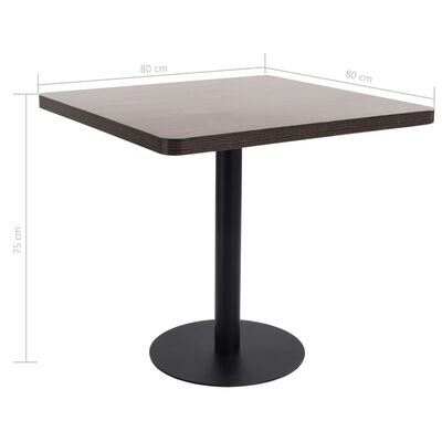 vidaXL Bistro stol tamnosmeđi 80 x 80 cm MDF