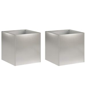 vidaXL Vrtna saksija 2 kom. Srebrna 45 x 45 x 45 cm Nehrđajući čelik