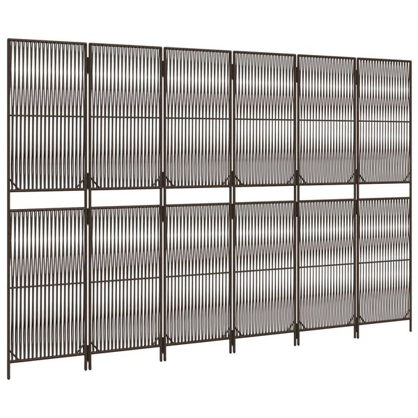 vidaXL Sobna pregrada sa 6 panela smeđa od poliratana