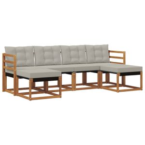 vidaXL Set vanjskih sofa s jastukom 6 pcs Prirodna i svijetlo siva