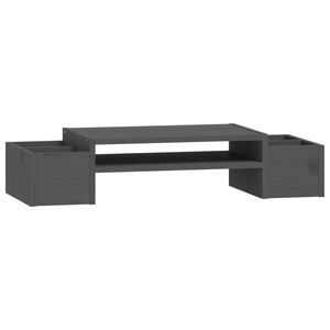 vidaXL Stalak za monitor sivi 70 x 27,5 x 15 cm od masivne borovine