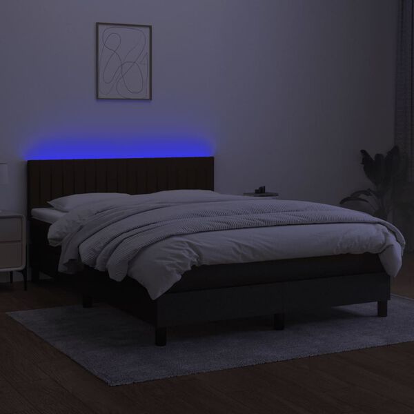 vidaXL Krevet box spring s madracem LED crni 140x200 cm od tkanine