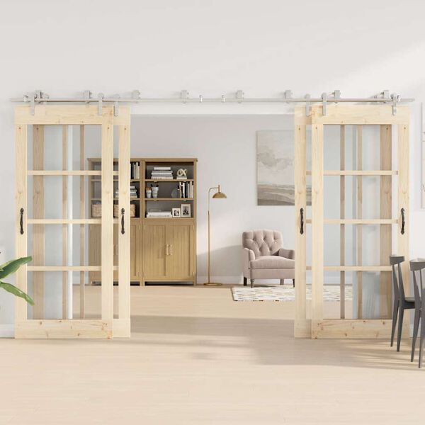 vidaXL Pribor za klizna vrata od nehrđajućeg čelika 366 cm srebrni