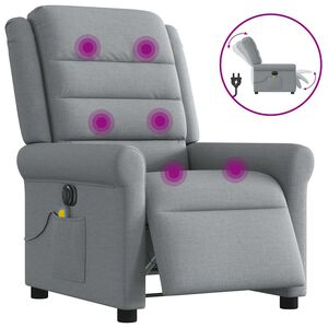 vidaXL Električni masažni naslonjač od tkanine svjetlosivi