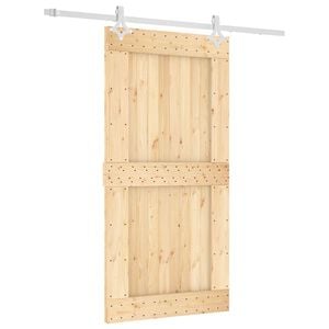 vidaXL Klizna vrata Prirodna i bijela 100 x 210 cm Čvrsta borovina