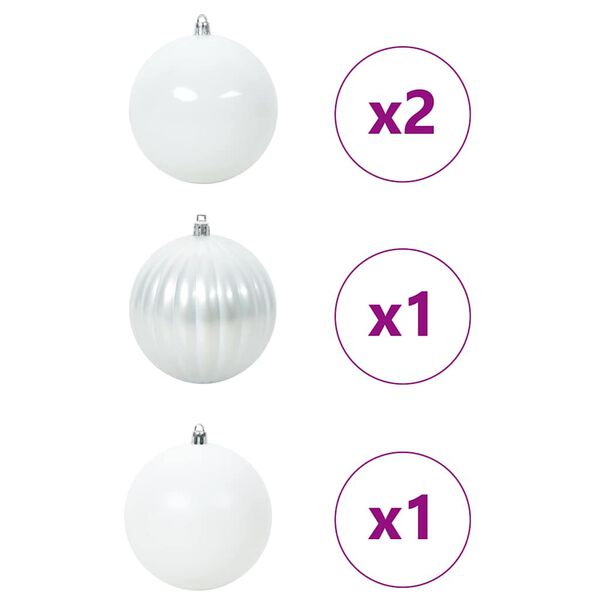 vidaXL Set Božićnih Ukrasnih Kuglica 4 pcs Bijelo Plastika