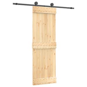 vidaXL Klizna vrata Prirodna i crna 70 x 210 cm Čvrsta borovina