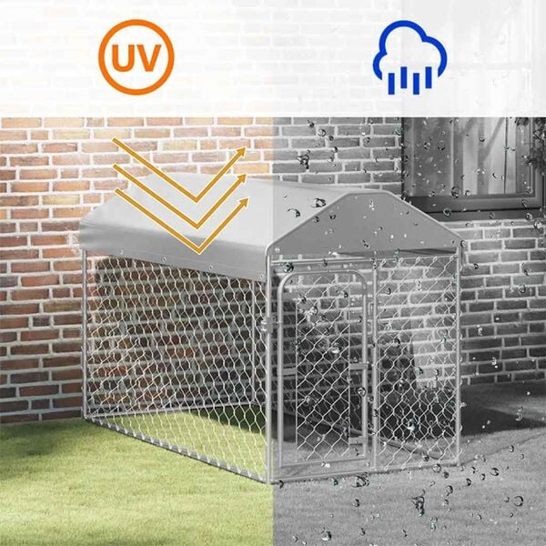 vidaXL Vanjski kavez za pse s krovom 200 x 100 x 125 cm