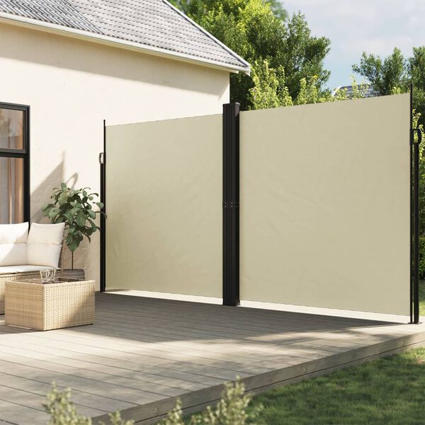 vidaXL Bočna tenda na uvlačenje krem 220 x 1000 cm