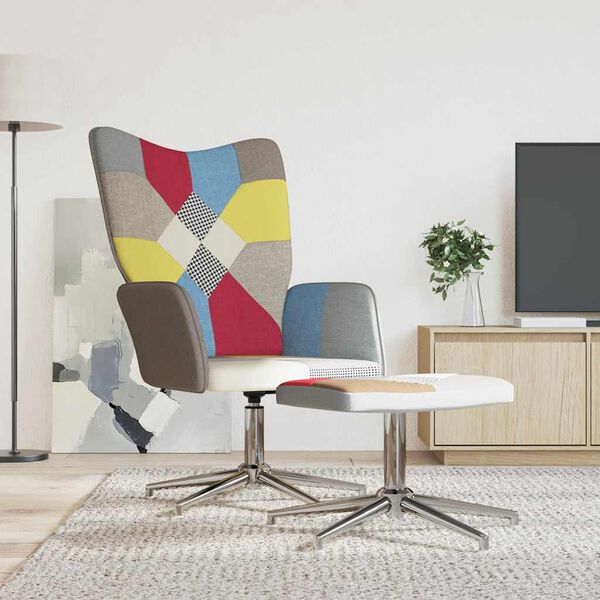 vidaXL Stolica za opuštanje s osloncem za noge patchwork od tkanine