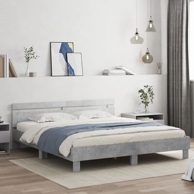 vidaXL Okvir kreveta s uzglavljem siva boja betona 180 x 200 cm drveni