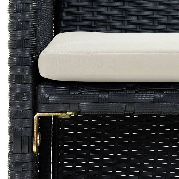 vidaXL Vrtni dvosjed s jastucima crni poliratan
