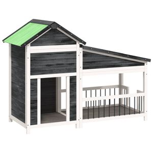 vidaXL Kućica za pse siva 143 x 60,5 x 109 cm od masivne borovine