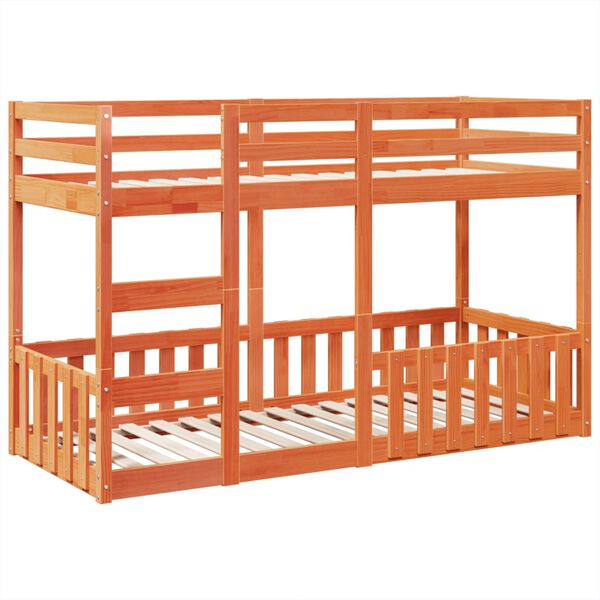 vidaXL Krevet na kat voštano smeđi 75 x 190 cm od masivne borovine