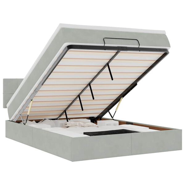 vidaXL Otomanski krevet s madracem svijetlosivi 140x190 cm bar&scaron;unasti