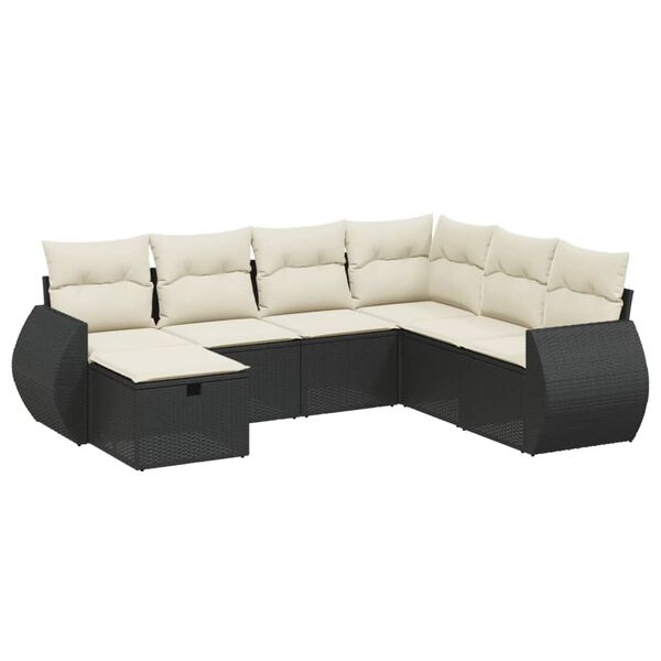 vidaXL 7-dijelni set vrtnih sofa od poliratana s jastucima crni