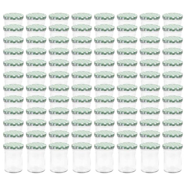 vidaXL Staklenke za džem s bijelo-zelenim poklopcima 96 kom 400 ml
