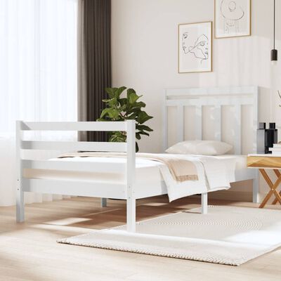 vidaXL Okvir za krevet bijeli od masivnog drva 90 x 190 cm mali