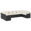 vidaXL 10-dijelni set vrtnih sofa s jastucima crni od poliratana