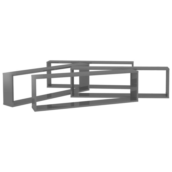 vidaXL Kockaste zidne police 4 kom sjajne sive 100 x 15 x 30 cm drvene