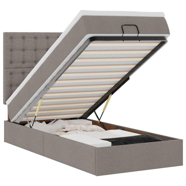 vidaXL Otomanski okvir kreveta s madraca smeđesivi 90x190cm tkanine