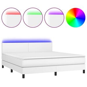 vidaXL Krevet box spring s madracem LED bijeli 160x200 cm umjetna koža