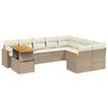 vidaXL 10-dijelni set vrtnih sofa s jastucima bež od poliratana