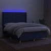 vidaXL Krevet box spring s madracem LED plavi 140x190 cm od tkanine