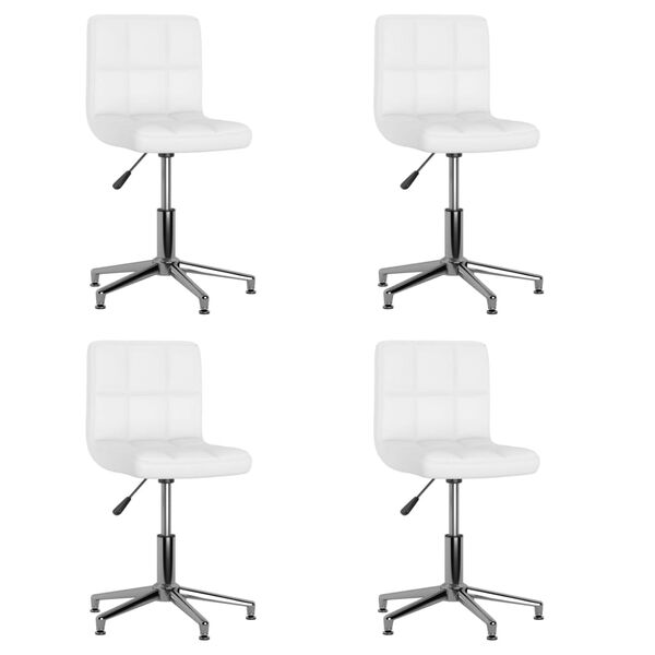 3087634 vidaXL Swivel Dining Chairs 4 pcs White Faux Leather (334405&times;2)